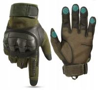 RĘKAWICZKI RĘKAWICE A16 WOJSKOWE OCHRONNE TAKTYCZNE SKÓRA DOTYK ZIELONE
