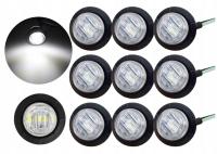 10x LAMPA OBRYSOWA W OTWÓR 19mm okrągła 1 LED obrysówki 12V BIAŁA
