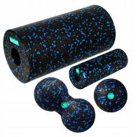 DrFit Roller wałek do masażu duoball zestaw 4 elementy niebieskie kropki