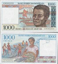 Madagaskar 1994 - 1000 francs - Pick 76 UNC