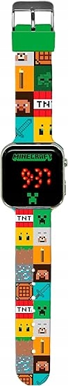 MINECRAFT ZEGAREK AUTOMATYCZNY CYFROWY Z PLASTIKOWYM PASKIEM