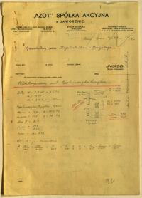 JAWORZNO. „AZOT” S. A. pismo w jęz. pol. (druk) i niemieckim do 1945