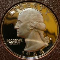 QUARTER $ USA 1984 S WASHINGTON PROOF