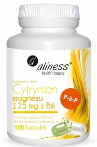Aliness Cytrynian Magnezu 125 mg z Witamina B6 ENERGIA SKURCZE 100 kapsułek