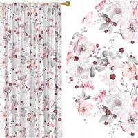 GOTOWE ZASŁONY NA ŻABKI TAŚMIE 140X250 ZASŁONA KWIATY 186 SKRÓCENIE GRATIS