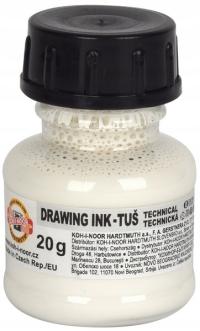 Biały TUSZ KREŚLARSKI do KALIGRAFII 20g Koh-I-Noor WYGODNY POJEMNIK