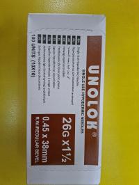 Igła do wstrzyknięć podskórnych UNOLOK 0.45 x38mm 26G