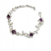 БРАСЛЕТ ИЗ СЕРЕБРЯНЫХ РОЗ С АМЕТИСТОМ