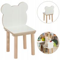 Детский стульчик с плюшевым мишкой деревянный, стул для детской комнаты с плюшевым мишкой