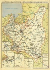 Stara mapa Polskie Koleje Państwowe 1939r. 120x90cm