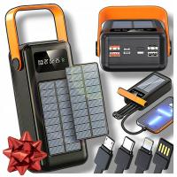 Solarny powerbank stacja 80000 mAh z latarką | bateria słoneczna + 4 kable