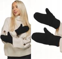 RĘKAWICZKI DAMSKIE ZIMOWE ciepłe na jeden palec jednopalczaste czarne