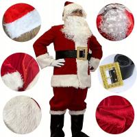 Strój Mikołaja Gwiazdora Kostium Welurowy Zestaw XXL Burgund 6EL.