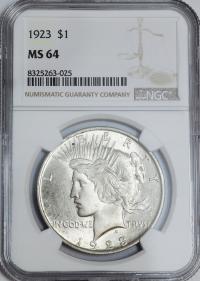 USA 1 dolar 1923 Peace - NGC MS64