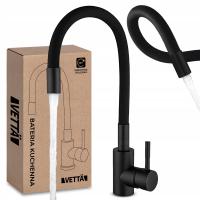 Кухонный кран гибкий гибкий носик высокий смеситель для раковины черный