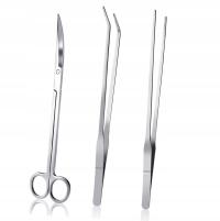 ZESTAW NARZĘDZI DO PIELĘGNACJI AKWARIUM 2x PĘSETA + NOŻYCZKI + Etui STAL