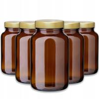 SŁOIK SZKLANY BRĄZOWY 200 ML ZE ZŁOTĄ NAKRĘTKĄ UNISHELL ZESTAW 5 SZTUK