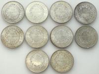 Francja - 50 franków 1974 - 1978 - zestaw 10 sztuk - SREBRO