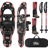 Aluminiowe rakiety śnieżne z regulowanymi kijkami trekkingowymi 53 cm