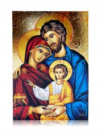 Obraz ŚWIĘTA RODZINA ikona religijna 10x15 cm ręcznie pozłacana