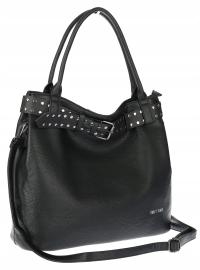 Torebka Damska Shopper worek modna duża torba A4 na Ramię 6866 Czarna