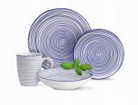 Serwis Obiadowy Porcelana Marea 24 el 6 osób 18 talerzy + 6 kubków 400 ml