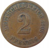 2904. Niemcy 2 Pfennig 1906 E