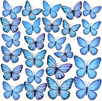 Вафельные бабочки 3D бабочки синий 25шт [4-6 см] для торта торт