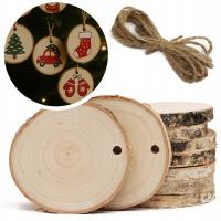 10x PLASTER DREWNA Z DZIURKĄ 8-9CM do malowania bombek zawieszki na choinkę