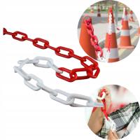 ŁAŃCUCH PLASTIKOWY BIAŁO CZERWONY OSTRZEGAWCZY 6MM 25M WYGRODZENIOWY