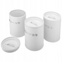 Komplet 3 pojemniki ALEX COFFEE SUGAR TEA biały kawa cukier herbata zestaw