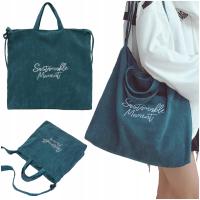 Вельветовая зеленая сумка для шоппинга, большая сумка на плечо, модная городская женская сумка для покупок