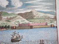 1687 super ORIENT ABIDOS marynistyka okręty ORYGINAŁ panorama port Azja