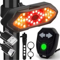 LAMPKA ROWEROWA LED USB TYLNA Z KIERUNKOWSKAZEM + PILOT