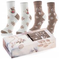 SKARPETKI ŚWIĄTECZNE DAMSKIE 2-PAK W PUDEŁKU INTENSO NA PREZENT ZESTAW LUX