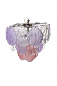 Piękny Żyrandol Murano Styl - Różowe Fioletowe Muszle - Lampa Wisząca
