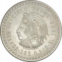 3.vv.MEKSYK, 5 PESOS 1948 CUAUHTEMOC mennicza