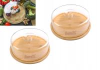 Deska z kloszem bambusowa 2 szt pojemnik do żywności z pokrywą 28 cm 20169