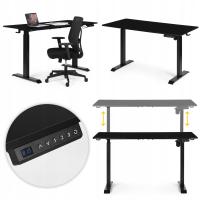 BIURKO ELEKTRYCZNE REGULOWANE 140X70 CM REGULACJA WYSOKOŚCI 76-121CM CZARNE