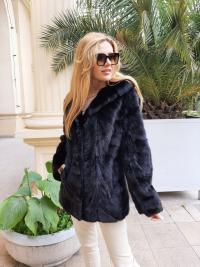 Kurtka z norek naturalne futro kolor czarny Osytekfutra r. L