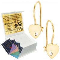 Золотые серьги Детские сердца висячие золото 333 гравер подарок бесплатно