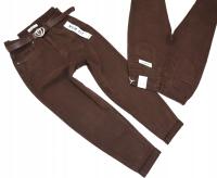 DAMSKIE SPODNIE MOM FIT JEANSY WYSOKI STAN LUŹNE NOGAWKI - Czekolada XL