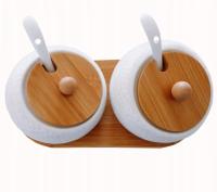 Zestaw 2 ceramicznych pojemników, ukośna cukiernica,