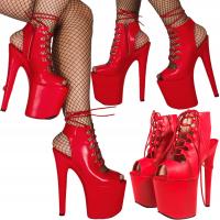 Эротические ботильоны на платформе на высоком каблуке красные ботинки для танцев на шесте EXOTIC 37