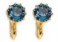 Синий Золотой Монтана Swarovski Гранат Клипсы Маленькие Уши Элегантный