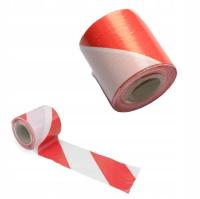 Односторонняя предупреждающая лента 100м 70мм белый красный