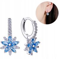 Kolczyki srebrne kwiatki dla dziewczynki srebro próba 925 kółka angielskie