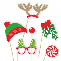 FOTOGADŻETY do fotobudki ŚWIĘTA Boże Narodzenie Renifer jemioła czapka