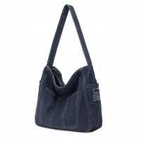 Torebka jeansowa damska – shopper bag mieści A4 i laptop, styl street Y2K