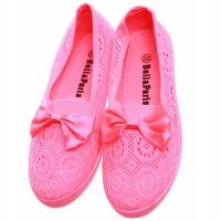 Baleriny dziecięce Ażurowe fuksjowe balerinki z kokardą Buty 1953